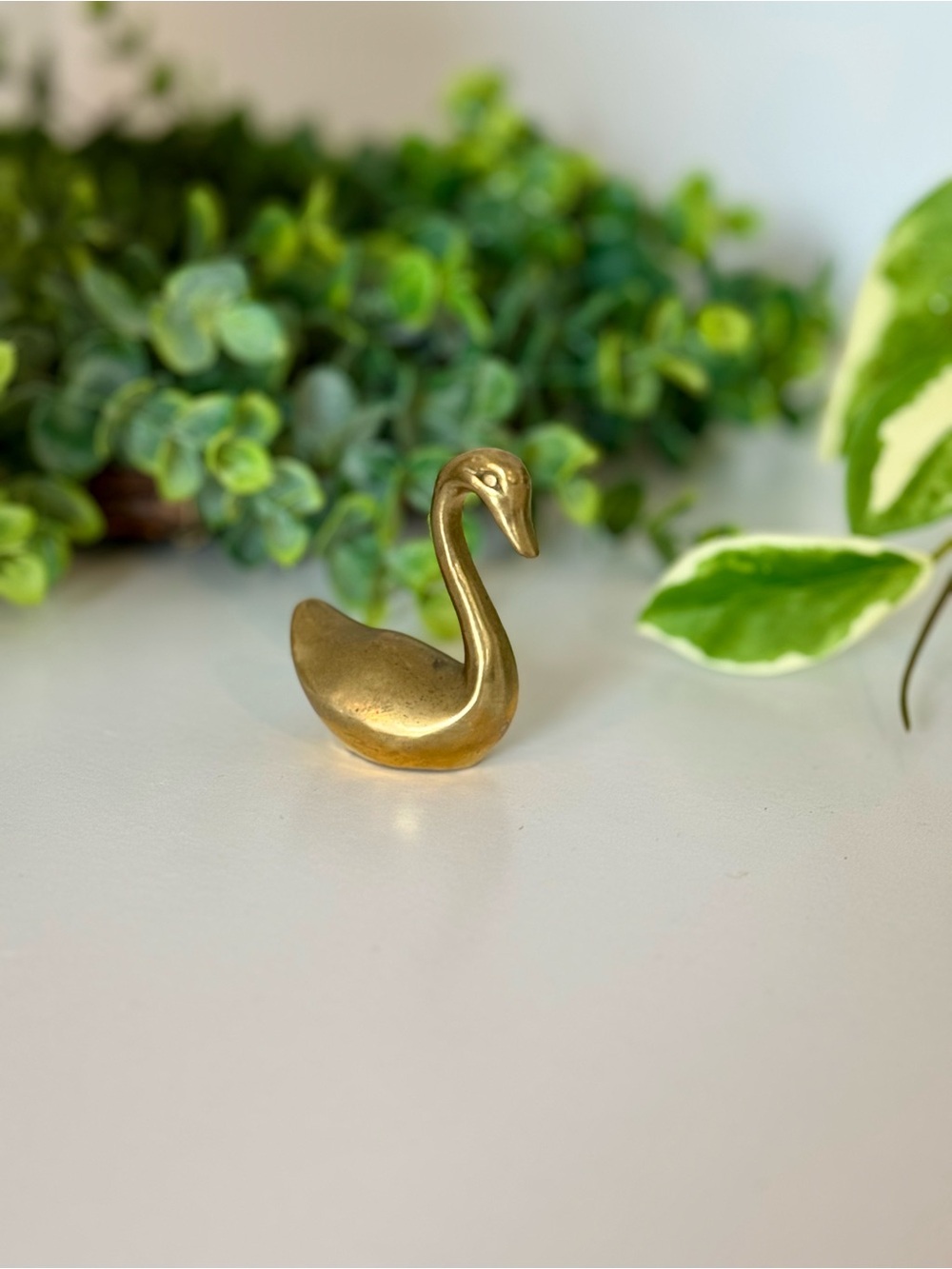 Vintage Solid Brass Swan Figurine